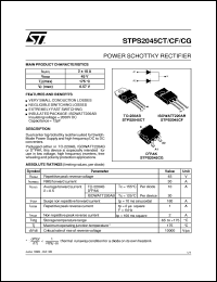STPS2045CF datasheet: POWER SCHOTTKY RECTIFIER STPS2045CF