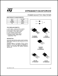 STPS3045CW datasheet: POWER SCHOTTKY RECTIFIER STPS3045CW