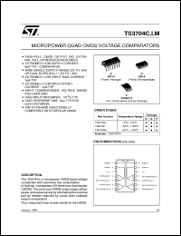 TS3704C datasheet: MICROPOWER QUAD CMOS VOLTAGE COMPARATOR TS3704C