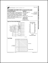 CD4028BMJ/883 datasheet: BCD-to-Decimal Decoder CD4028BMJ/883