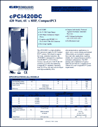 cPCI420DC datasheet: 420 watt, 6U x 8PH compactPCI. cPCI420DC