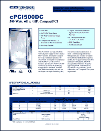 cPCI500DC datasheet: 500 watt, 6U x 4PH compactPCI. cPCI500DC