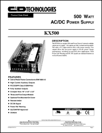 KX500-F3BBNHHN datasheet: 500 watt AC/DC power supply. KX500-F3BBNHHN