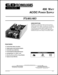 PX401/403-U4E datasheet: AC/DC power supply. 400W. PX401/403-U4E