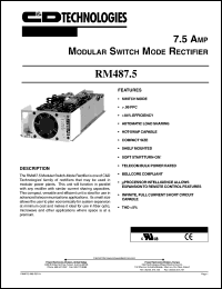 RM487.5 datasheet: 7.5 Amp. Modular switched mode rectifier. RM487.5