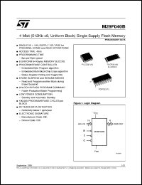 M29F040B55K1T datasheet: 4 MBIT (512KB X8, UNIFORM BLOCK) SINGLE SUPPLY FLASH MEMORY M29F040B55K1T