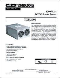 TXD20008BAFLLNH datasheet: 2000 watt. AC/DC power supply. Output voltage module A: 12.0V, output voltage module B: 5V. TXD20008BAFLLNH