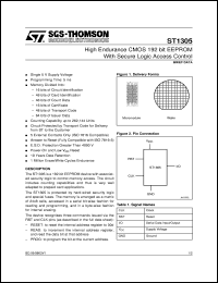 ST1305 datasheet: HIGH ENDURANCE CMOS 192 BIT EEPROM WITH SECURE LOGIC ACCESS CONTROL ST1305
