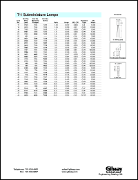 7022 datasheet: T-1 subminiature, bi-pin lamp. 5.0 volts, 0.021 amps. 7022