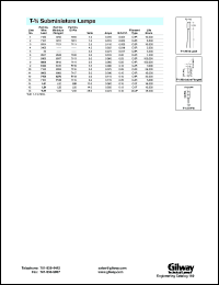 8534 datasheet: T-3/4  subminiature, wire lead lamp. 2.5 volts, 0.110 amps. 8534