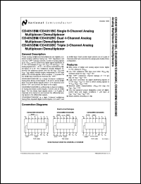 CD4052BMJ/883 datasheet: CD4052BC, CD4052BM Dual 4-Channel Analog Multiplexer/Demultiplexer CD4052BMJ/883