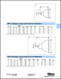 L524 datasheet: MR11 halogen lamp with dichroic reflector. 6.0 volts, 20 watts. L524