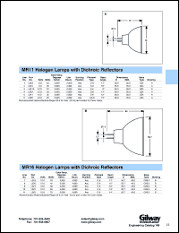 L520 datasheet: MR16 halogen lamp with dichroic reflector. 12.0 volts, 42 watts. L520