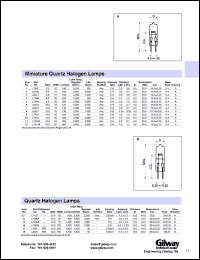 L6416 datasheet: Miniature quartz halogen lamp. 12.0 volt, 15 watts, 210 lumens. L6416