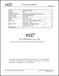 CPF104V datasheet: Product type: POTS/ISDN splitter. System application: very high speed digital subscriber line. CPF104V