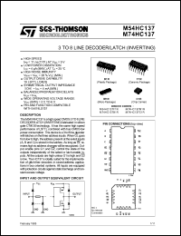 M74HC137C1R datasheet: 3-to-8-line decoder latch (inverting) M74HC137C1R
