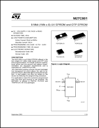 M27C801-100B1X datasheet: 8 Mbit (1Mb x 8) EPROM, 5V, 100ns M27C801-100B1X