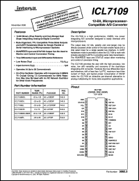 ICL7109CPL datasheet: 12-bit, microprocessor-compatible A/D converter ICL7109CPL