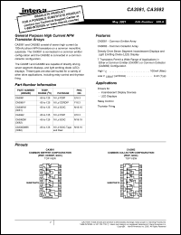 CA3081F datasheet: General purpose high current NPN transistor arrays CA3081F