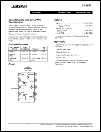 CA3083 datasheet: General purpose high current NPN transistor arrays CA3083