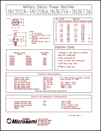 JANTX1NV3671A datasheet: 12A silicon power rectifier, 800V JANTX1NV3671A