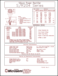 1N1201R datasheet: 12A silicon power rectifier, 150V 1N1201R