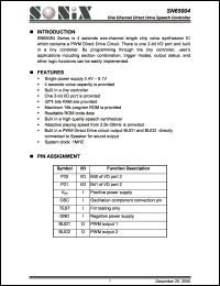 SN65004 datasheet: 3 V, One channel direct drive speech controller SN65004