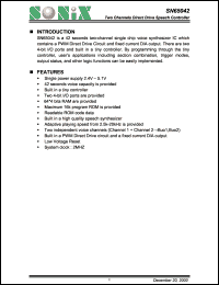 SN65042 datasheet: 3 V, two channel direct drive speech controller SN65042