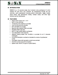 SN66010 datasheet: 3 V, 2-channel speech controller SN66010