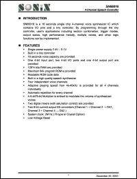 SN66016 datasheet: 3 V, 4-channel speech controller SN66016