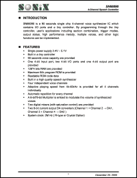 SN66090 datasheet: 3 V, 4-channel speech controller SN66090