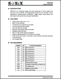 SN67018 datasheet: 3 V, speech controller SN67018