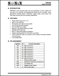 SN67085 datasheet: 3 V, speech controller SN67085