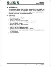 SN67040 datasheet: 3 V, speech controller SN67040