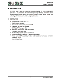 SN67007 datasheet: 3 V, speech controller SN67007