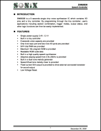 SN68009 datasheet: 3 V, speech controller SN68009