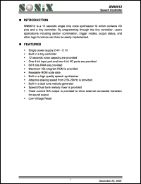 SN68012 datasheet: 3 V, speech controller SN68012