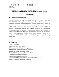 SN11020F datasheet: USB to ATA/ATAPI/SD/MMC interface controller SN11020F