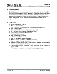 SN69040 datasheet: 3 V, LCD controller with voice/dual tone melody SN69040