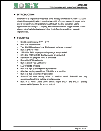 SN6A060 datasheet: 3 V, LCD controller with voice/dual tone melody SN6A060