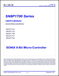 SN8P1702P datasheet: 5 V, 8-bit microcontroller SN8P1702P