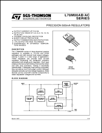 L78M05ABV datasheet: PRECISION 500MA REGULATORS L78M05ABV