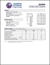 2N3904 datasheet: 60 V,  NPN small signal transistor 2N3904