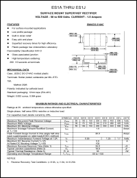 ES1J datasheet: 600 V, 1 A,surface mount superfast rectifier ES1J