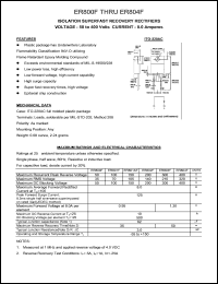 ER803F datasheet: 300 V, 8 A,isolation superfast recovery rectifier ER803F