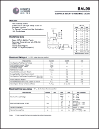 BAL99 datasheet: 100 V,  surface mount switchig diode BAL99