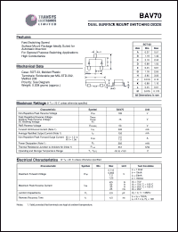 BAV70 datasheet: 100 V,  surface mount switchig diode BAV70