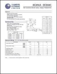 BC858B datasheet: 30 V, PNP surface mount small signal transistor BC858B