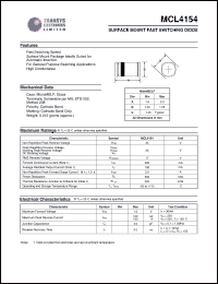MCL4154 datasheet: 35 V, fast switching surface mount  diode MCL4154