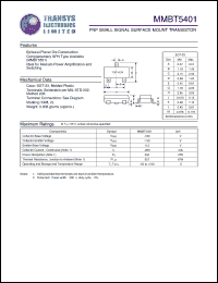 MMBT5401 datasheet: 180 V, PNP small signal surface mount transistor MMBT5401